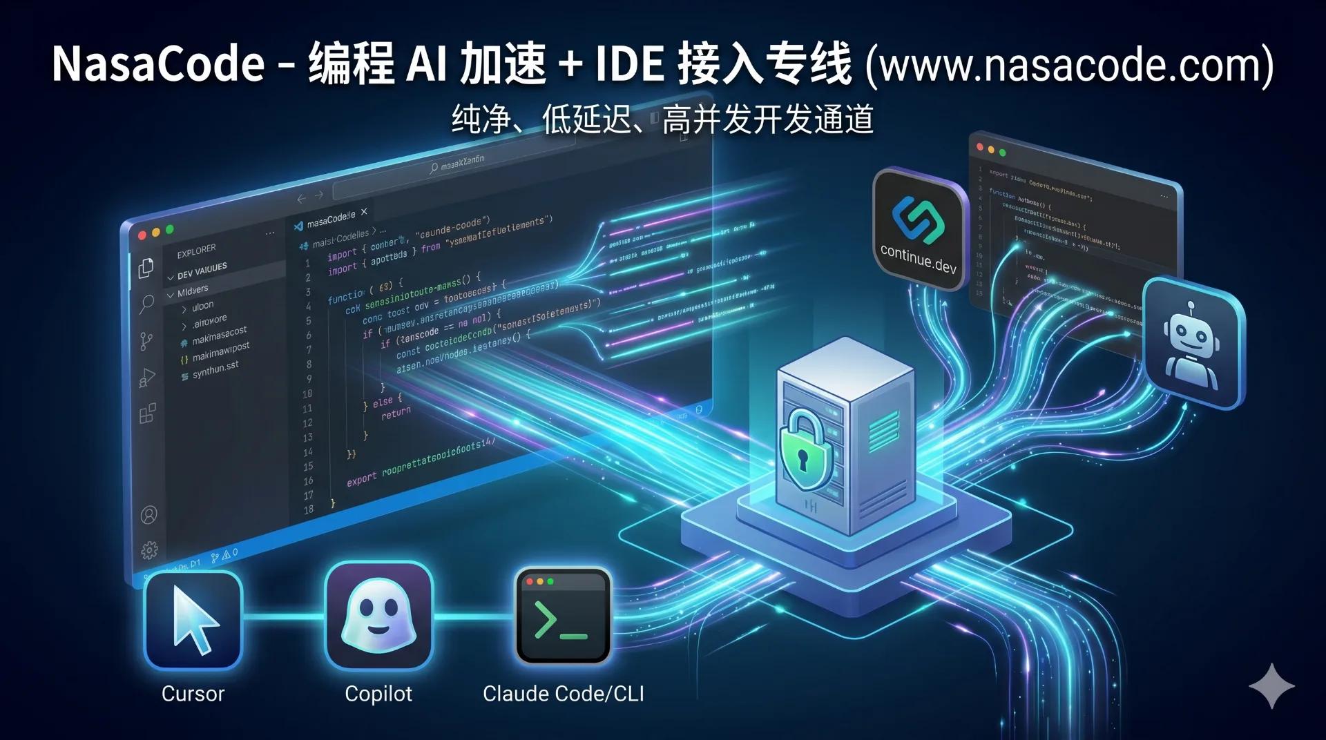 NasaCode - 编程 AI 加速与 IDE 接入专线 | 纯粹的开发者工作流网络加速器 - NasaCode VPN