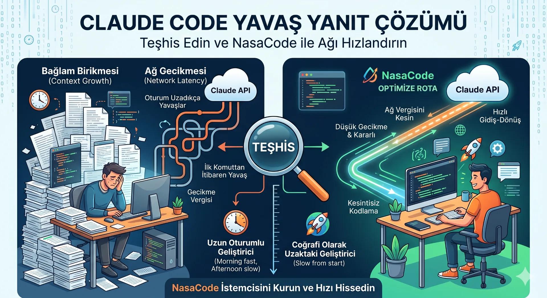 Claude Code Neden Yavaş? İki Ayrı Sorunu Karıştırmayın - NasaCode VPN