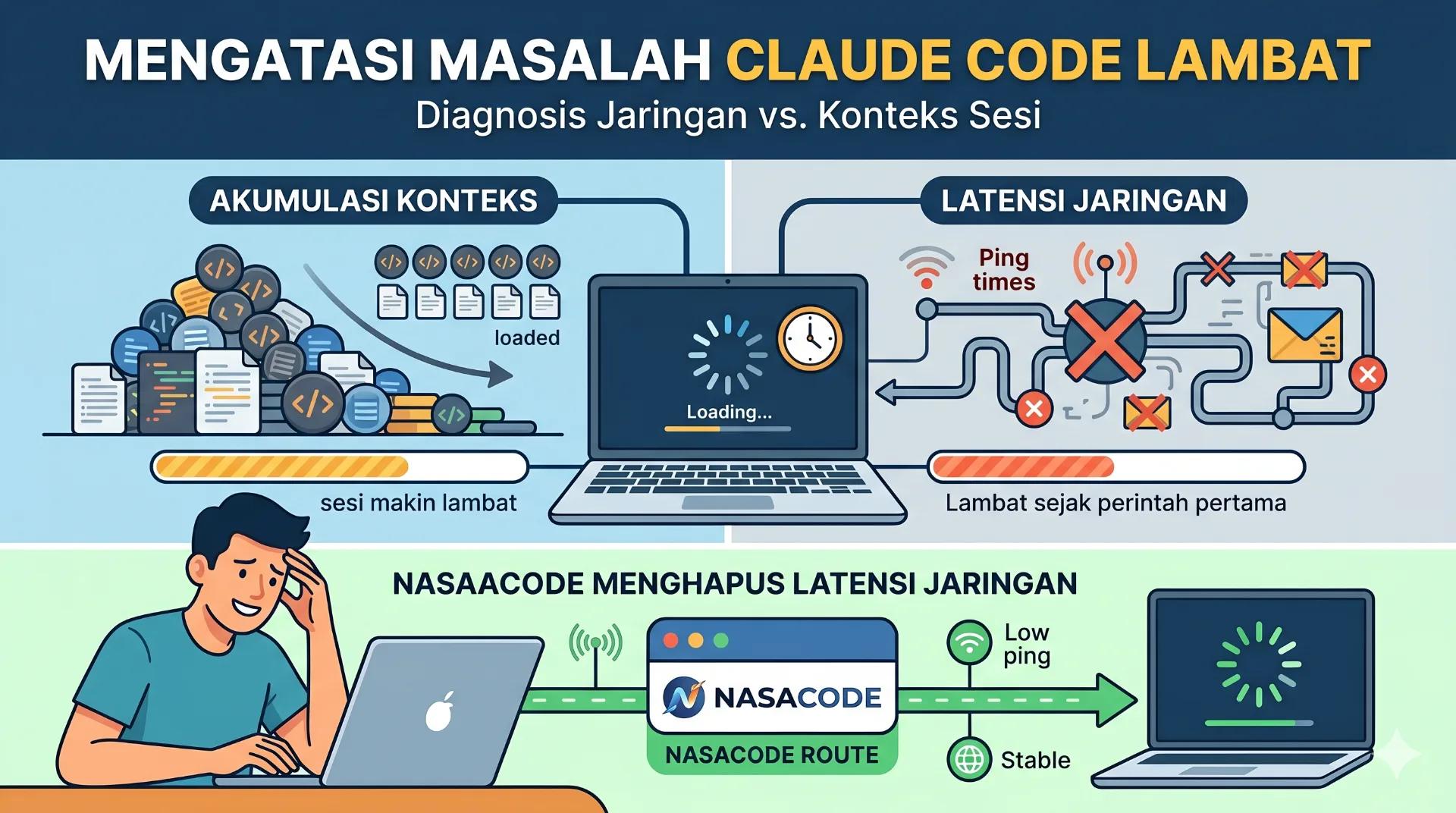 Claude Code Lemot? Cek Dulu: Konteks atau Jaringan - NasaCode VPN