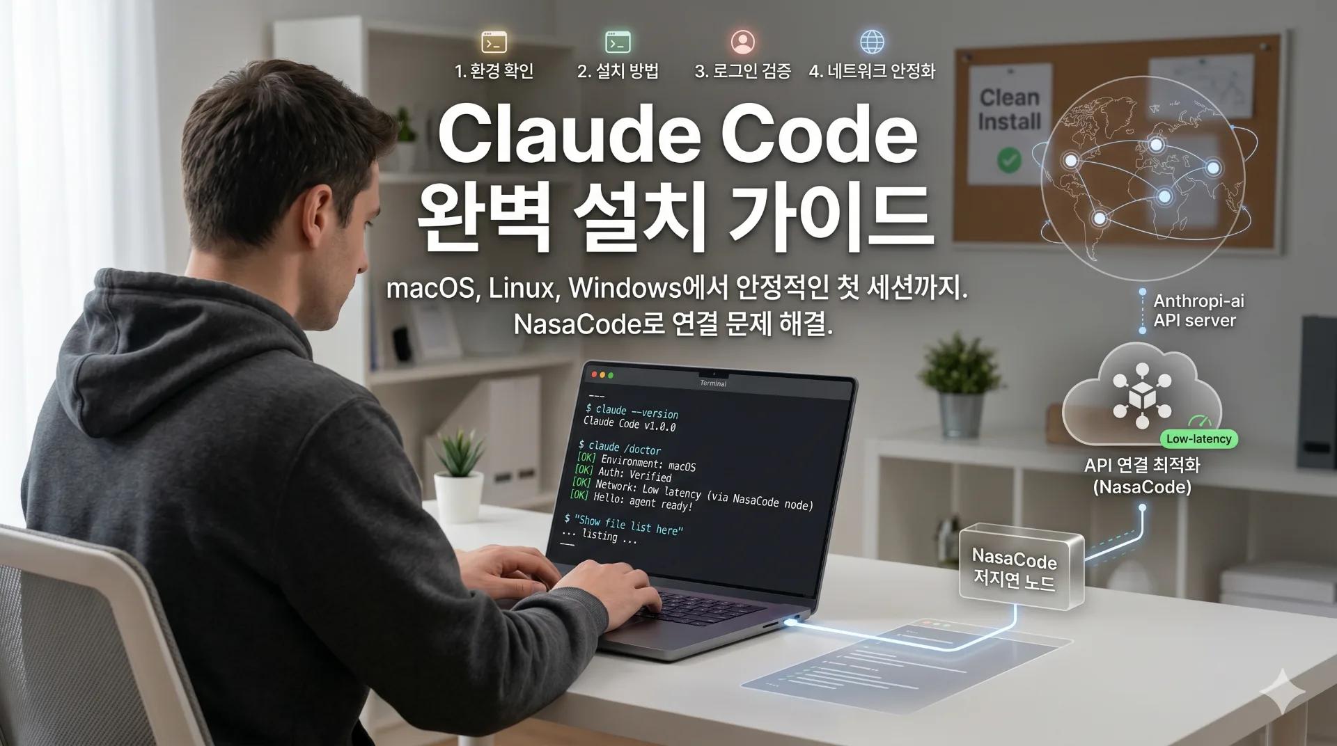 Claude Code 설치, 첫 실행이 멈추는 진짜 이유까지 - NasaCode VPN